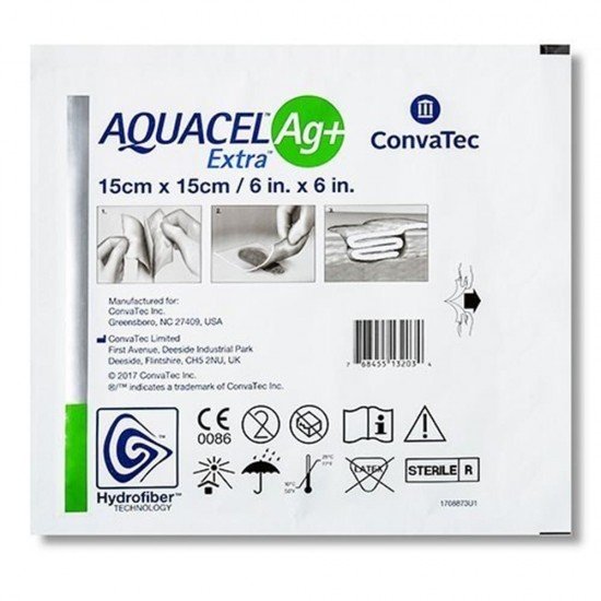 aquacel-ag-plus-extra-15-x-15cm-dressing-550x550_stomaneeds 413568 AQUACEL Ag+ Extra Dressings 15x15cm - Image 1