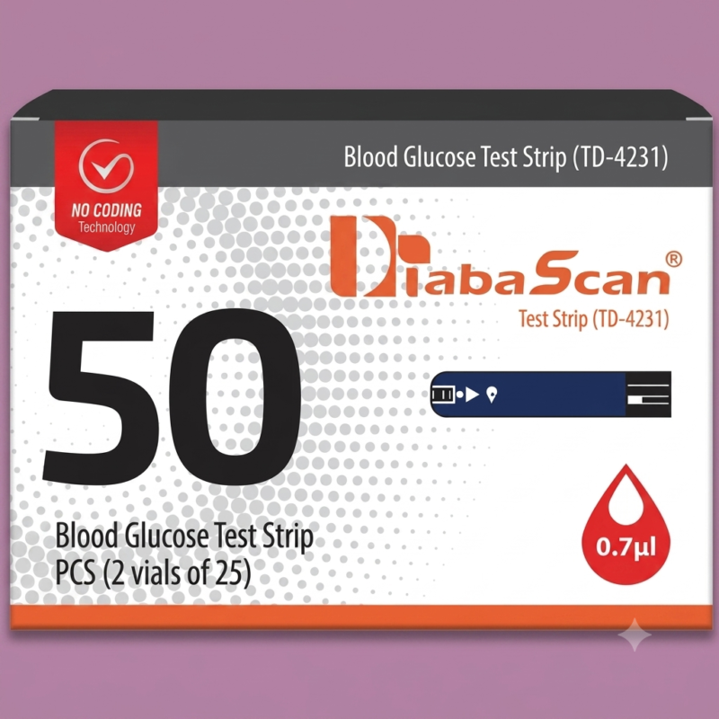 Pack of 50 strips at affordable price from diabascan
